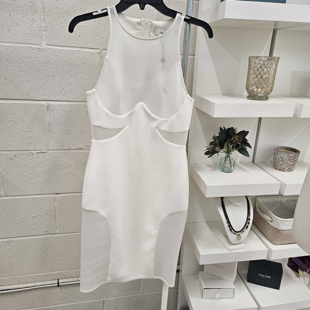 Mesh And Scuba Mini Dress